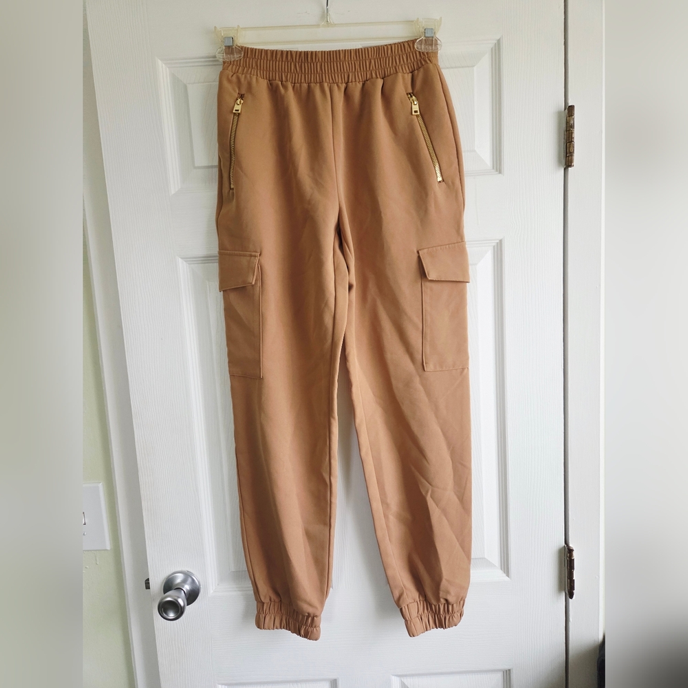 Marc New York ✨️ Tan Jogger Women's Pants with Gold Zippers Size XS